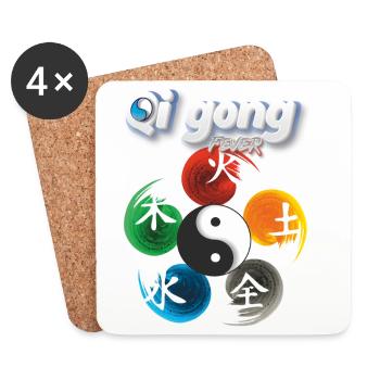 Yin Yang Five Elements Qi Gong Fever Design - Coasters (set of 4) - white - Front