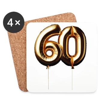 60 ans de ballon d’or feuille de ballon cadeau - Dessous de verre (lot de 4) - blanc - Devant