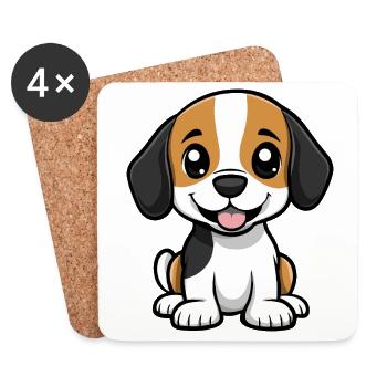 Beagle Hund Niedlich - Untersetzer (4er-Set) - Weiß - Vorne