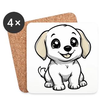 Labrador Chien Mignon - Dessous de verre (lot de 4) - blanc - Devant