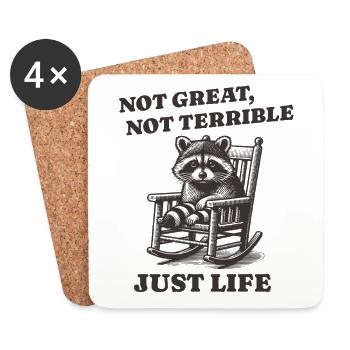 Drôle de dicton de raton laveur – Just Life - Dessous de verre (lot de 4) - blanc - Devant