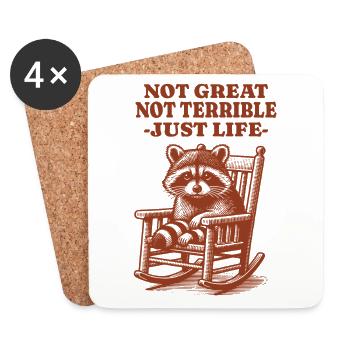 Drôle de dicton de raton laveur – Just Life - Dessous de verre (lot de 4) - blanc - Devant