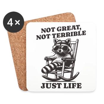 Drôle de dicton de raton laveur – Just Life - Dessous de verre (lot de 4) - blanc - Devant