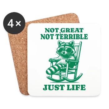 Drôle de dicton de raton laveur – Just Life - Dessous de verre (lot de 4) - blanc - Devant