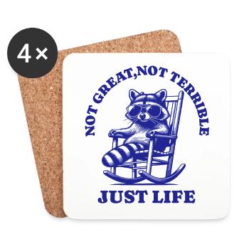 Drôle de dicton de raton laveur – Just Life - Dessous de verre (lot de 4) - blanc - Devant