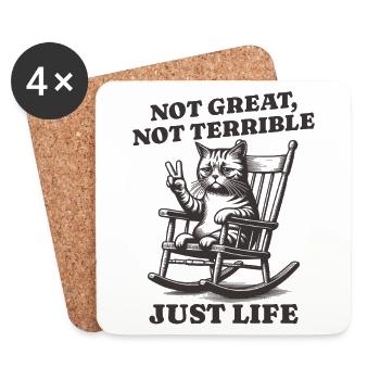 Lustiger Waschbär Spruch – Just Life - Untersetzer (4er-Set) - Weiß - Vorne