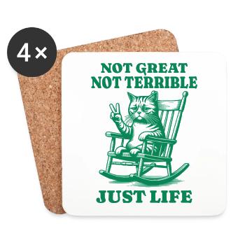 Lustiger Waschbär Spruch – Just Life - Untersetzer (4er-Set) - Weiß - Vorne