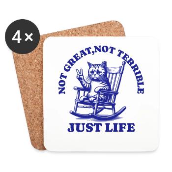 Drôle de dicton de raton laveur – Just Life - Dessous de verre (lot de 4) - blanc - Devant