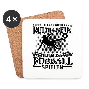 Lustige Fußball Sprüche Fußballspieler Fußball - Untersetzer (4er-Set) - Weiß - Vorne