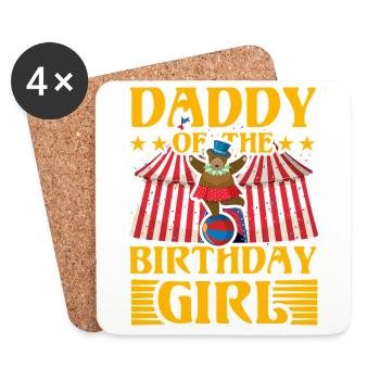 Papa de la fille d’anniversaire - Dessous de verre (lot de 4) - blanc - Devant
