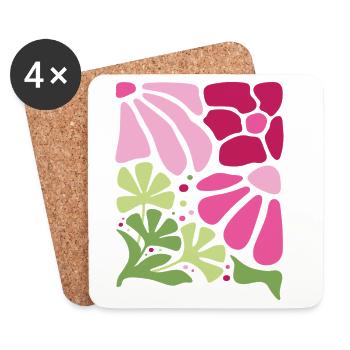 Boho Flowers Spring Summer Garden Nature - Coasters (set of 4) - white - Front