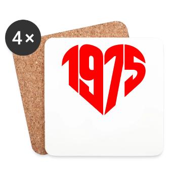 1975 Coeur Année 1975 50ème Cadeau d’Anniversaire - Dessous de verre (lot de 4) - blanc - Devant