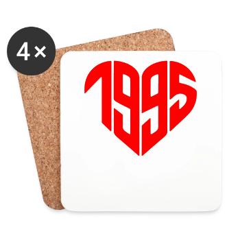 1995 Herz Jahr 1995 Geschenk zum 30. Geburtstag - Untersetzer (4er-Set) - Weiß - Vorne