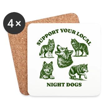 loups Amour Soutien Chiens de nuit locaux - Dessous de verre (lot de 4) - blanc - Devant