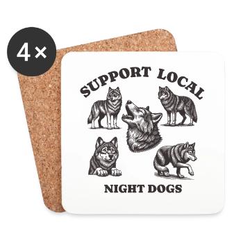 loups Amour Soutien Chiens de nuit locaux - Dessous de verre (lot de 4) - blanc - Devant