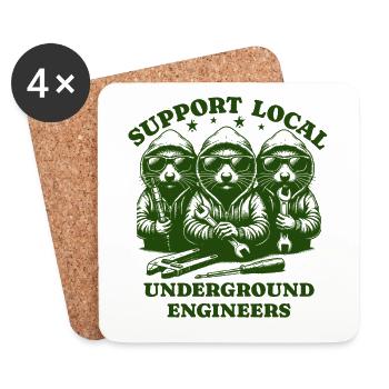 Mole Love Support Ingénieurs souterrains locaux - Dessous de verre (lot de 4) - blanc - Devant
