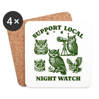 hibou Love Support Veille de nuit locale - Dessous de verre (lot de 4) - blanc - Devant