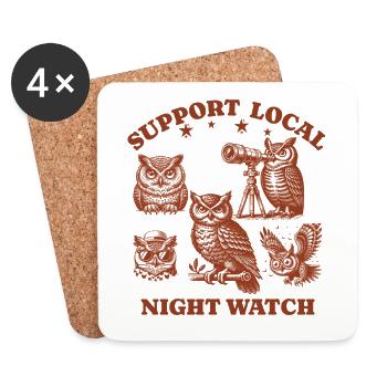 hibou Love Support Veille de nuit locale - Dessous de verre (lot de 4) - blanc - Devant
