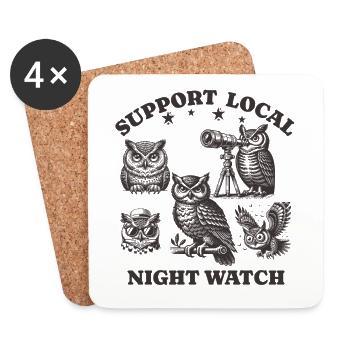 owl Liebe Support Local night watch - Untersetzer (4er-Set) - Weiß - Vorne