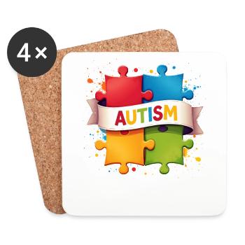 Autism Puzzle - Coasters (set of 4) - white - Front