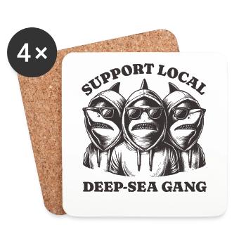 shark Lovers - Soutien Gang local des grands fonds marins - Dessous de verre (lot de 4) - blanc - Devant