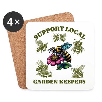 Amoureux des abeilles - Soutenez les jardiniers locaux - Dessous de verre (lot de 4) - blanc - Devant