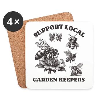 Amoureux des abeilles - Soutenez les jardiniers locaux - Dessous de verre (lot de 4) - blanc - Devant