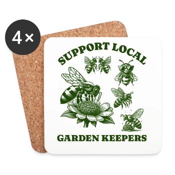 Amoureux des abeilles - Soutenez les jardiniers locaux - Dessous de verre (lot de 4) - blanc - Devant