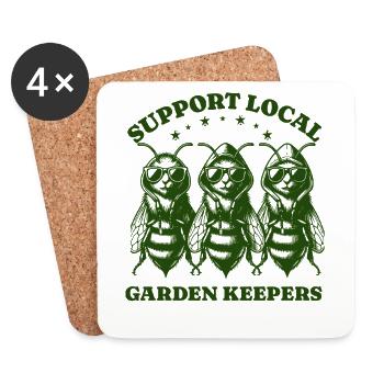 Amoureux des abeilles - Soutenez les jardiniers locaux - Dessous de verre (lot de 4) - blanc - Devant