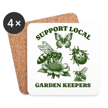 bee butterfly Lovers - Support Local garden - Coasters (set of 4) - white - Front