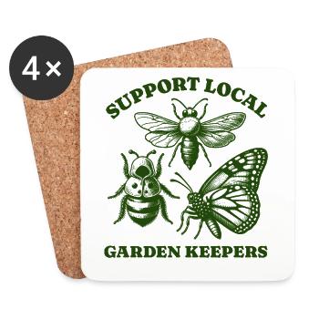 bee butterfly Lovers - Support Local garden - Coasters (set of 4) - white - Front