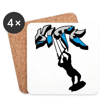 kiteboarding, kitesurfer, kiteboard, kitesurfing - Coasters (set of 4) - white - Front