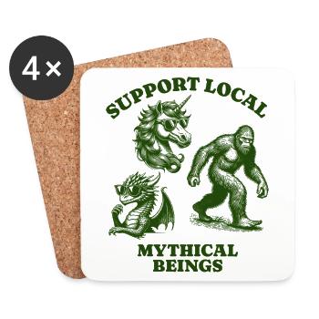 dragons unicorn Lovers - Support Local mythical - Coasters (set of 4) - white - Front