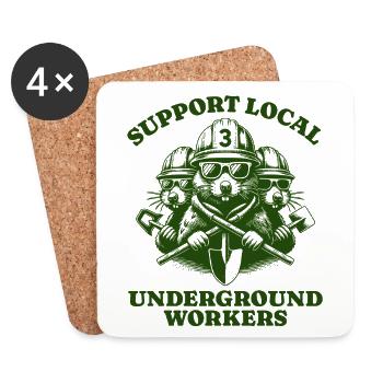 Support Local Underground Workers Lustiges Mole - Untersetzer (4er-Set) - Weiß - Vorne