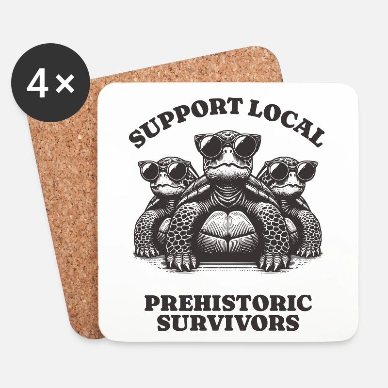 Support Local Prehistoric Survivors Turtle - Untersetzer (4er-Set) - Weiß