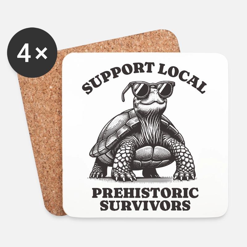 Support Local Prehistoric Survivors Turtle - Untersetzer (4er-Set) - Weiß