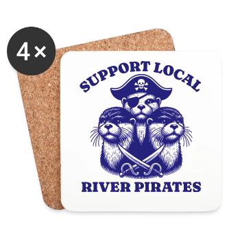 Soutenez Local River Pirates Drôle Loutre castor - Dessous de verre (lot de 4) - blanc - Devant