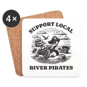Soutenez les pirates locaux de la rivière Lustiges Tortue - Dessous de verre (lot de 4) - blanc - Devant