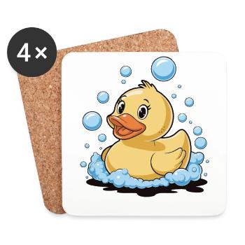 Gummiente Badeblasen Wasser Vogel Tier - Untersetzer (4er-Set) - Weiß - Vorne