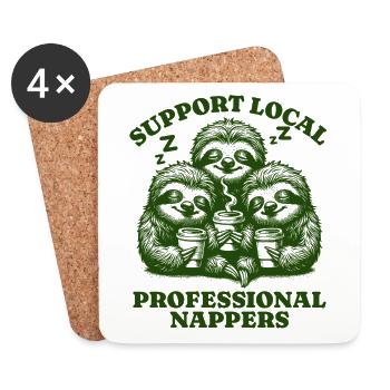 Support Local Professional Nappers Funny Sloth - Coasters (set of 4) - white - Front