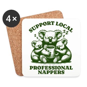 Support Local Professional Nappers Funny Koala - Coasters (set of 4) - white - Front