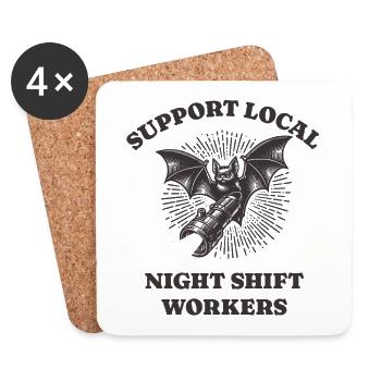 Support Local Night Shift Workers Lustiges Bat - Coasters (set of 4) - white - Front