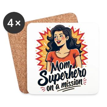Mère, super-héroïne en mission ! - Dessous de verre (lot de 4) - blanc - Devant