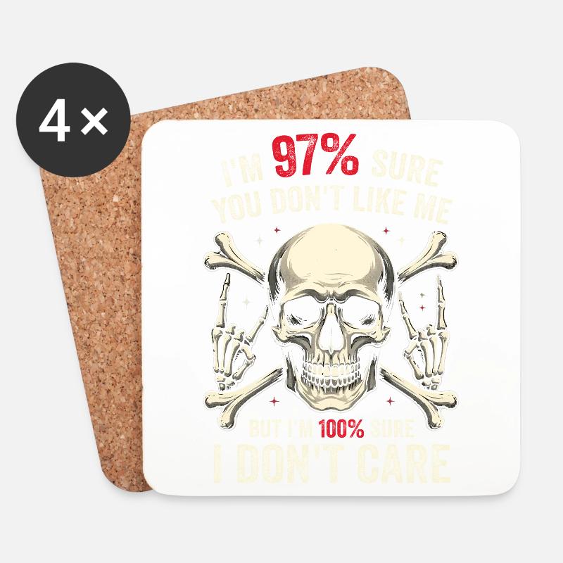97% Du magst mich nicht, ich bin mir 100% sicher, dass es mir egal ist - Untersetzer (4er-Set) - Weiß