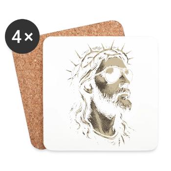 Jésus Christ Dieu Couronne d’épines Lunettes de soleil Moderne - Dessous de verre (lot de 4) - blanc - Devant