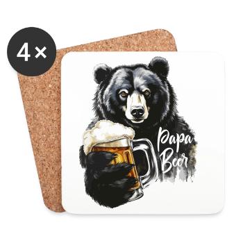 Papa Bier Vatertag Männertag Sauftour - Untersetzer (4er-Set) - Weiß - Vorne