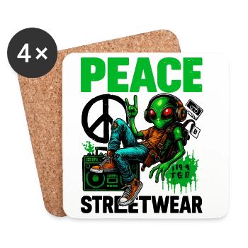 Alien with Peace Boombox - Coasters (set of 4) - white - Front