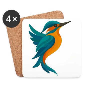 Kingfisher stylisé Forme élégante en bleu-orange - Dessous de verre (lot de 4) - blanc - Devant