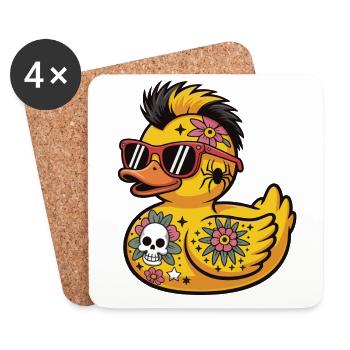 Tatouage Rubber Duck Accessoires de style punk - Dessous de verre (lot de 4) - blanc - Devant