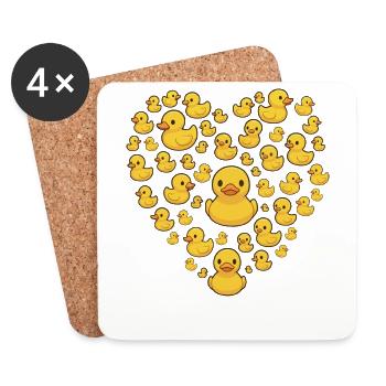 Canards en caoutchouc jaune coeur forme mignon canard amant - Dessous de verre (lot de 4) - blanc - Devant
